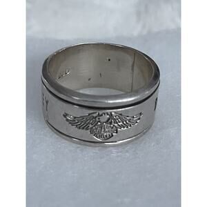 Vintage Harley Davidson 925 Mexico Sterling Silver Spinner Ring Logo Size 12